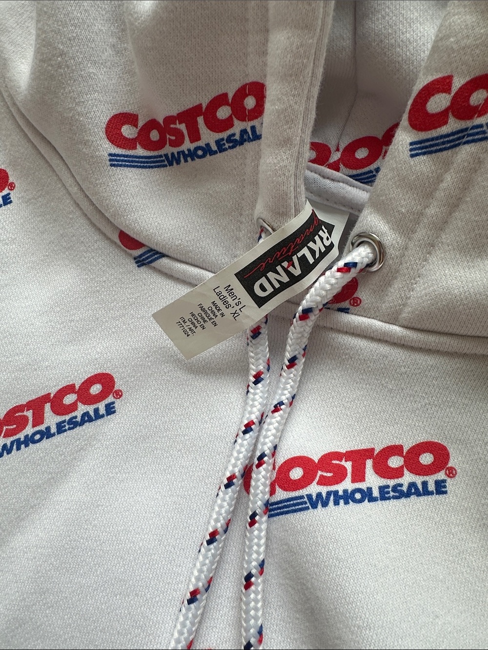 Kirkland Signature Costco Logo White Hoodie NWOT - Picture 2 of 3